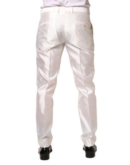 Dolce & Gabbana White Silk Satin Dress Formal Trouser Pants