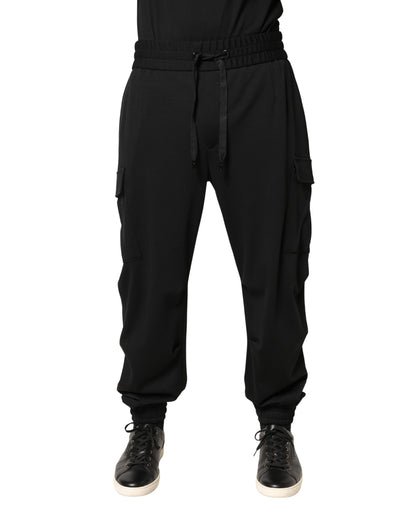 Dolce & Gabbana Black Polyester Cargo Jogger Men Trouser Pants
