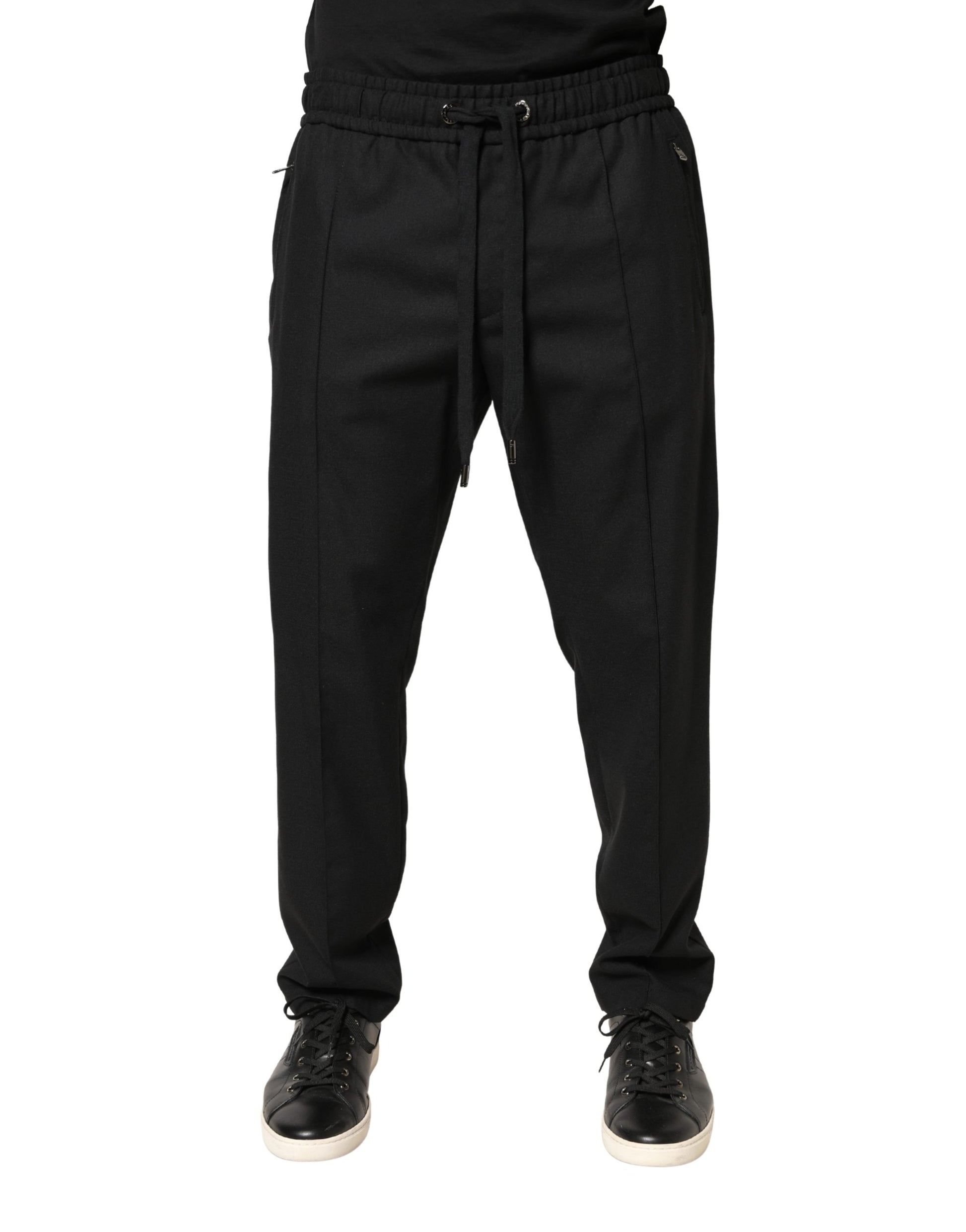 Dolce & Gabbana Black Wool Skinny Jogger Trouser Pants