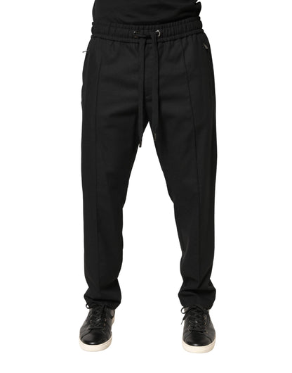 Dolce & Gabbana Black Wool Skinny Jogger Trouser Pants