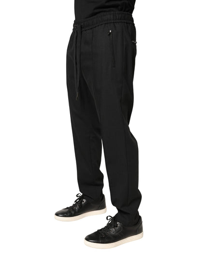Dolce & Gabbana Black Wool Skinny Jogger Trouser Pants