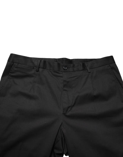 Dolce & Gabbana Black Cotton Skinny Men Dress Trouser Pants