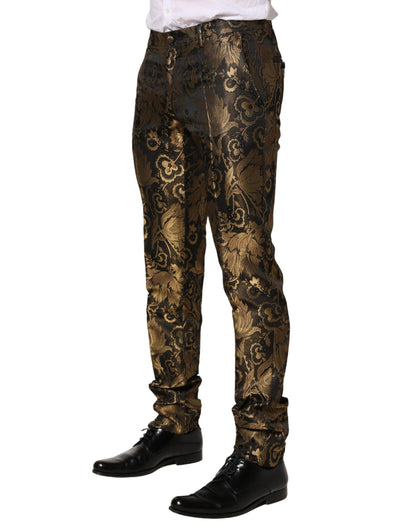 Dolce & Gabbana Gold Jacquard Dress Formal Men Trouser Pants