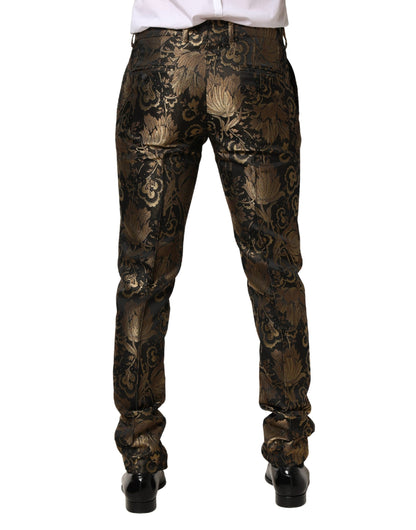 Dolce & Gabbana Gold Jacquard Dress Formal Men Trouser Pants