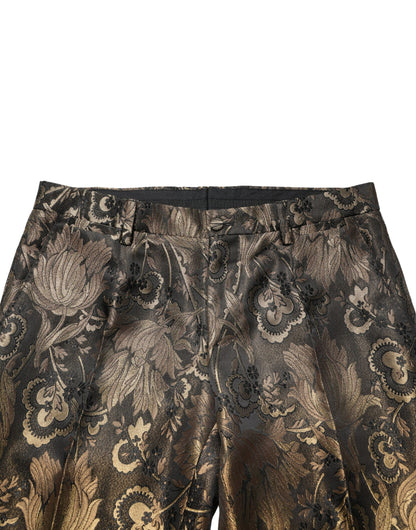 Dolce & Gabbana Gold Jacquard Dress Formal Men Trouser Pants