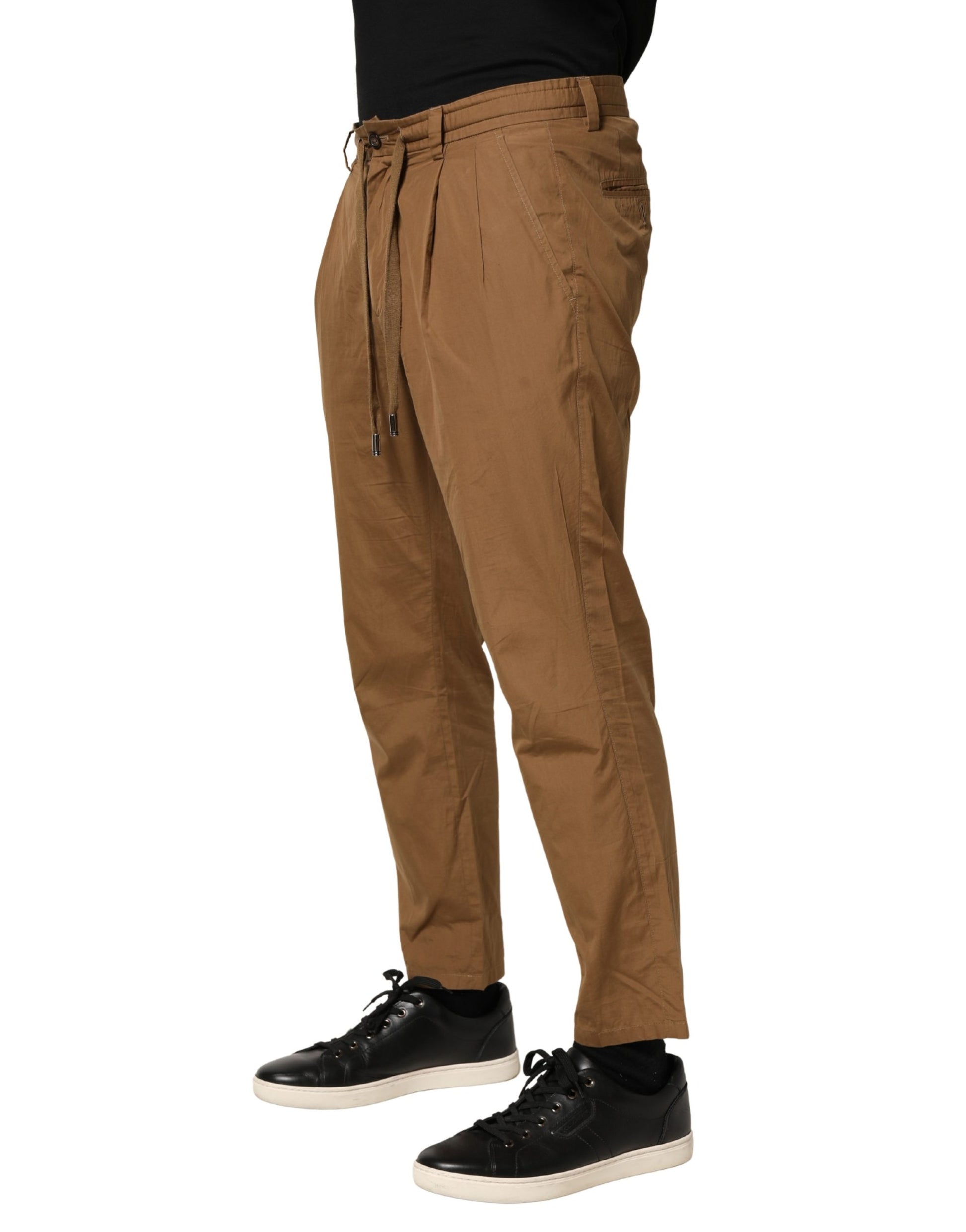 Dolce & Gabbana Brown Cotton Straight Chino Men Trouser Pants