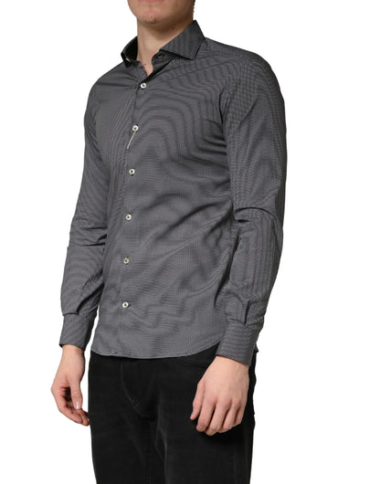 Domenico Tagliente Gray Patterned Long Sleeves Men Dress Shirt
