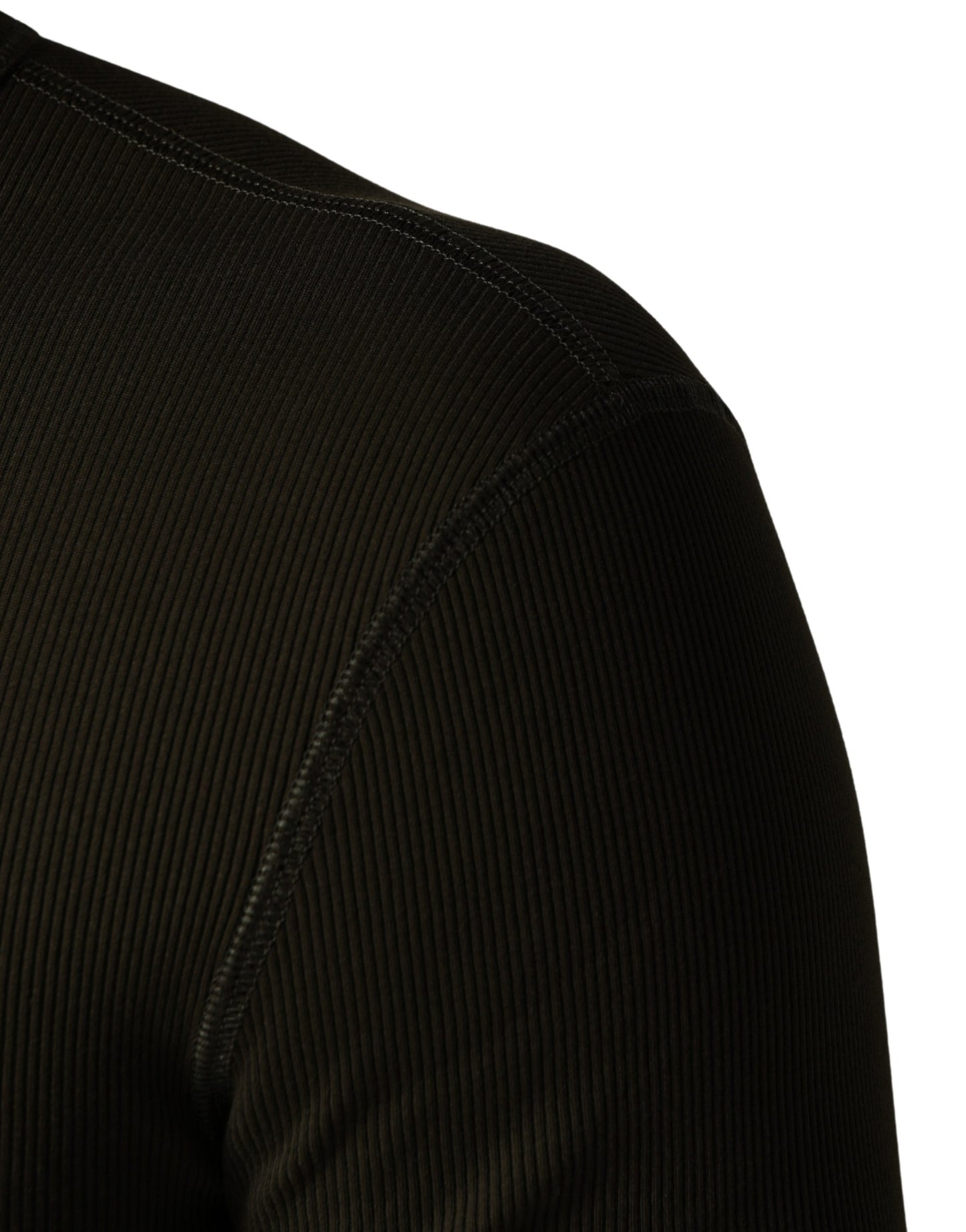 Dolce & Gabbana Brown Cotton Buttoned Henley Pullover Sweater