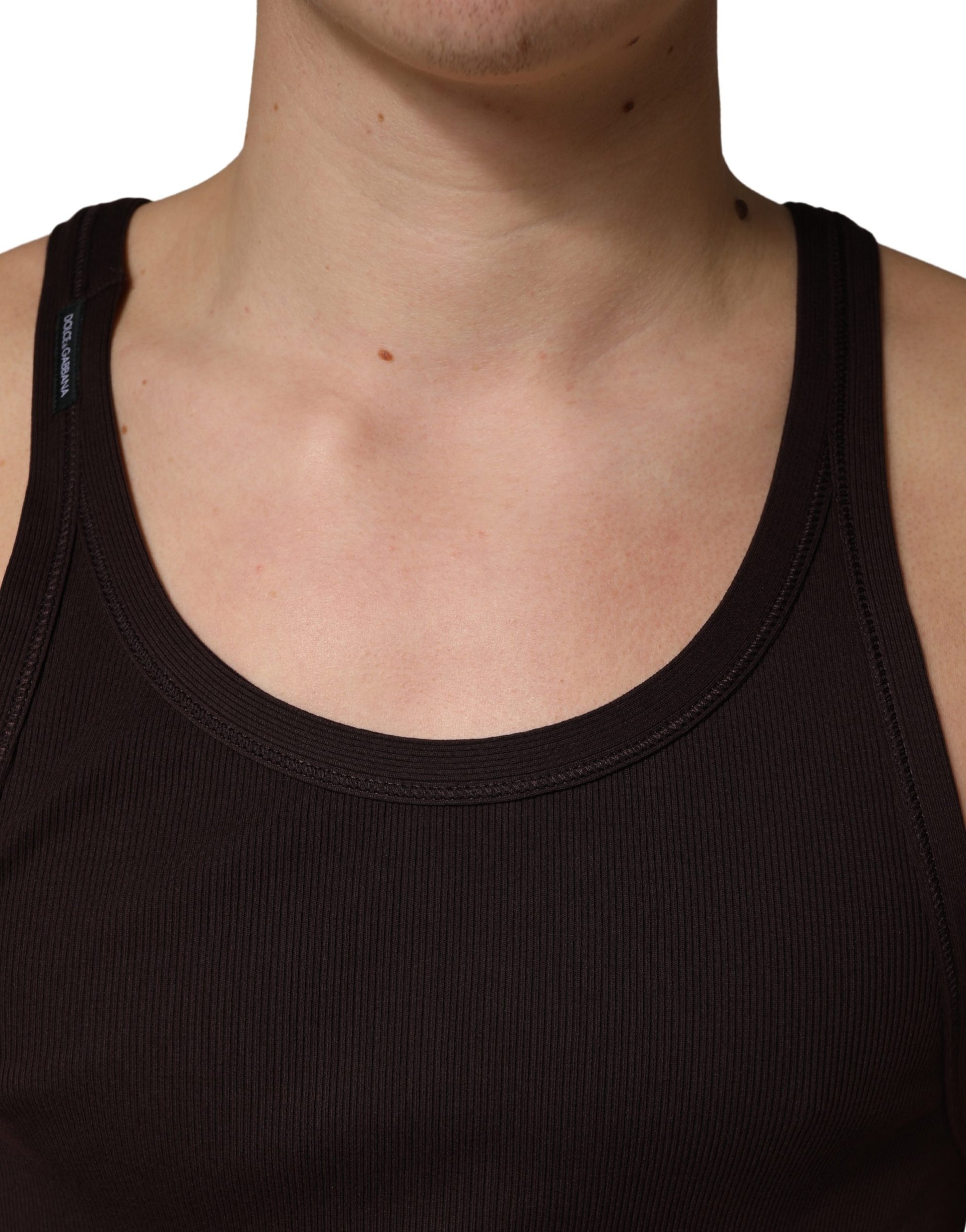 Dolce & Gabbana Brown Sleeveless Round Neck Tank Top T-shirt