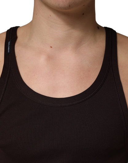 Dolce & Gabbana Brown Sleeveless Round Neck Tank Top T-shirt