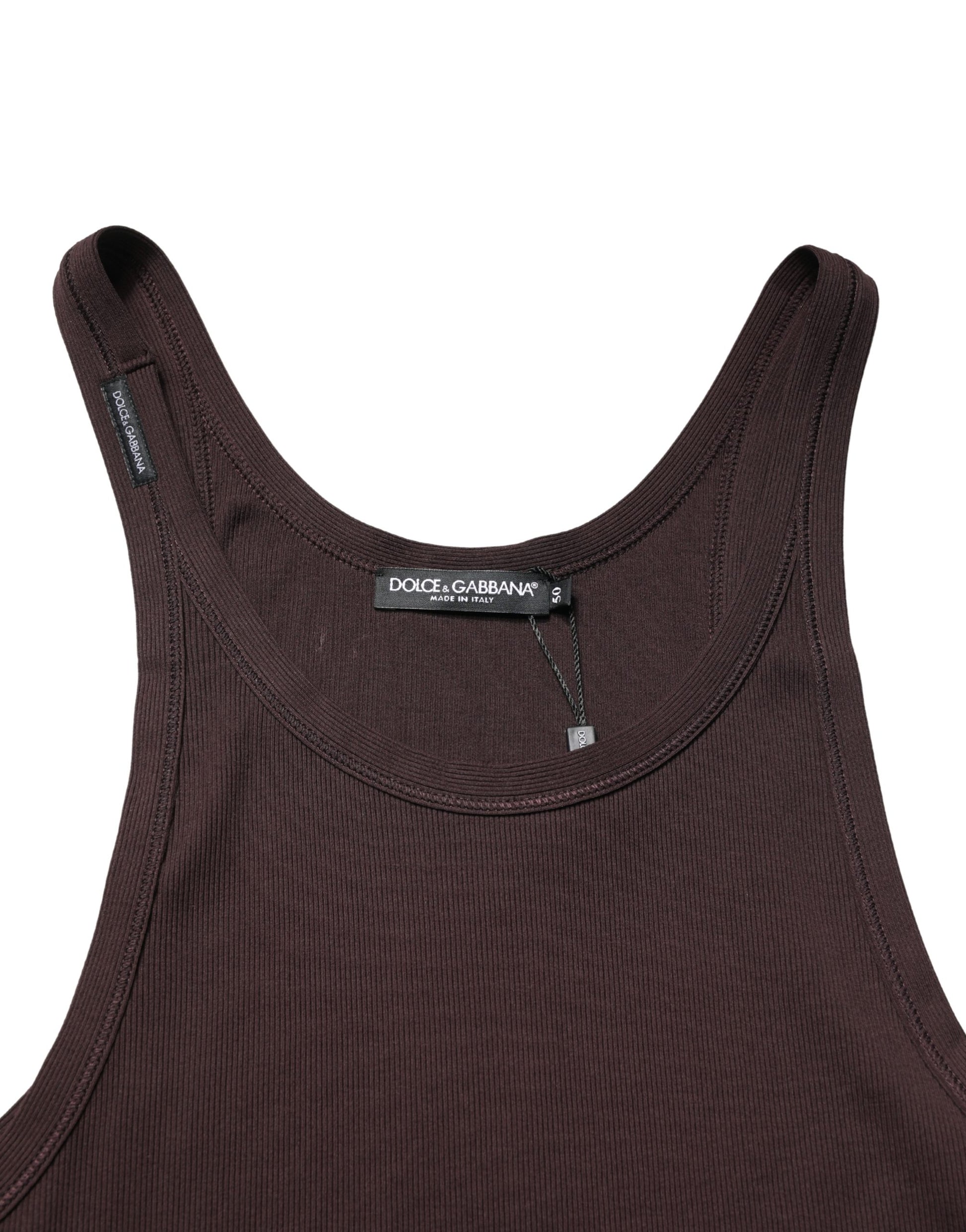 Dolce & Gabbana Brown Sleeveless Round Neck Tank Top T-shirt