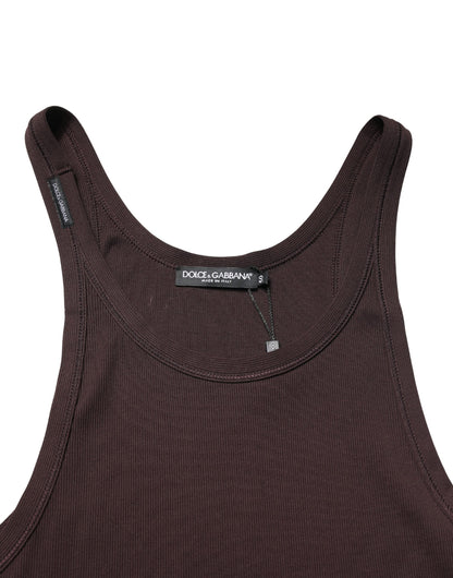 Dolce & Gabbana Brown Sleeveless Round Neck Tank Top T-shirt
