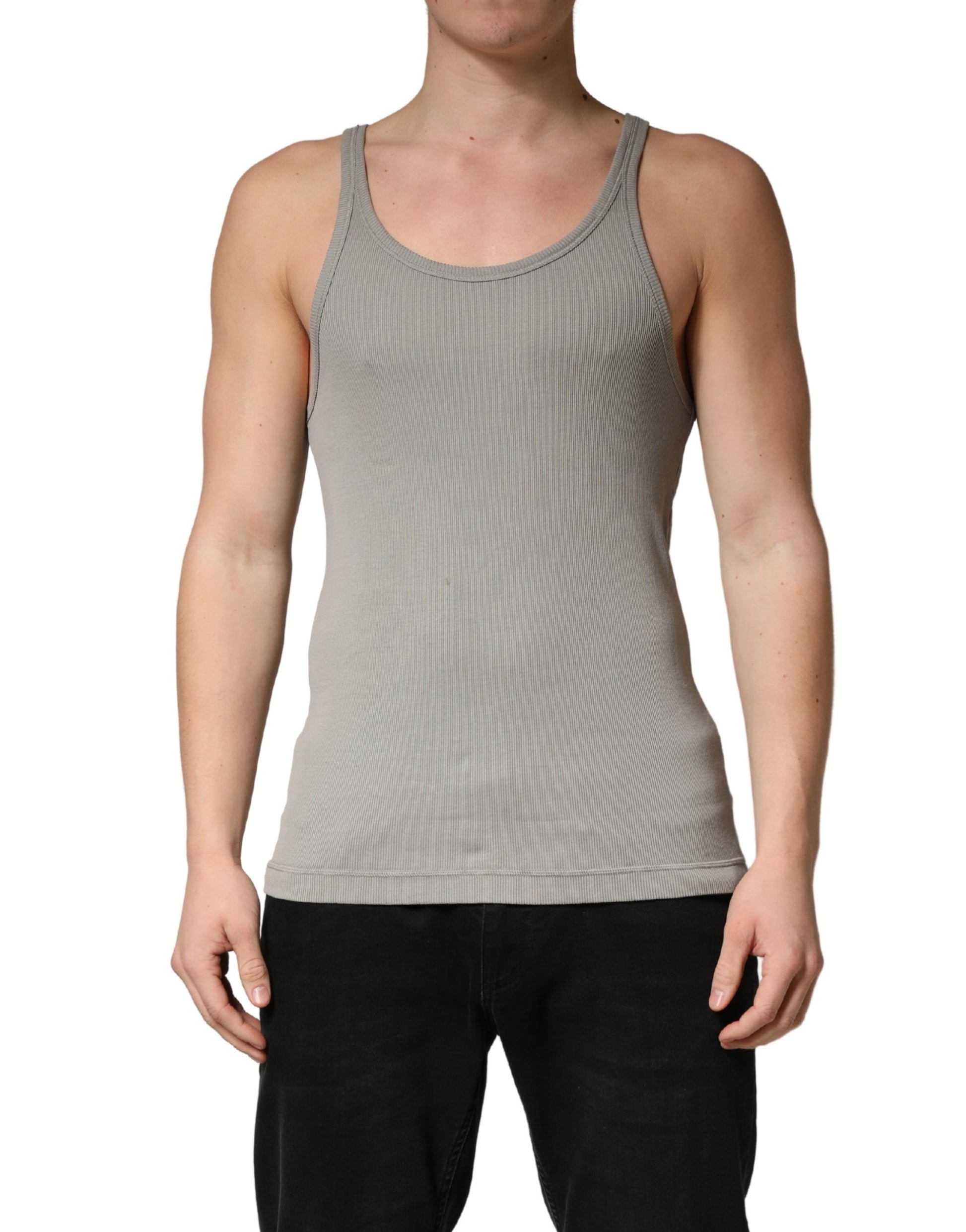 Dolce & Gabbana Gray Sleeveless Round Neck Tank Top T-shirt