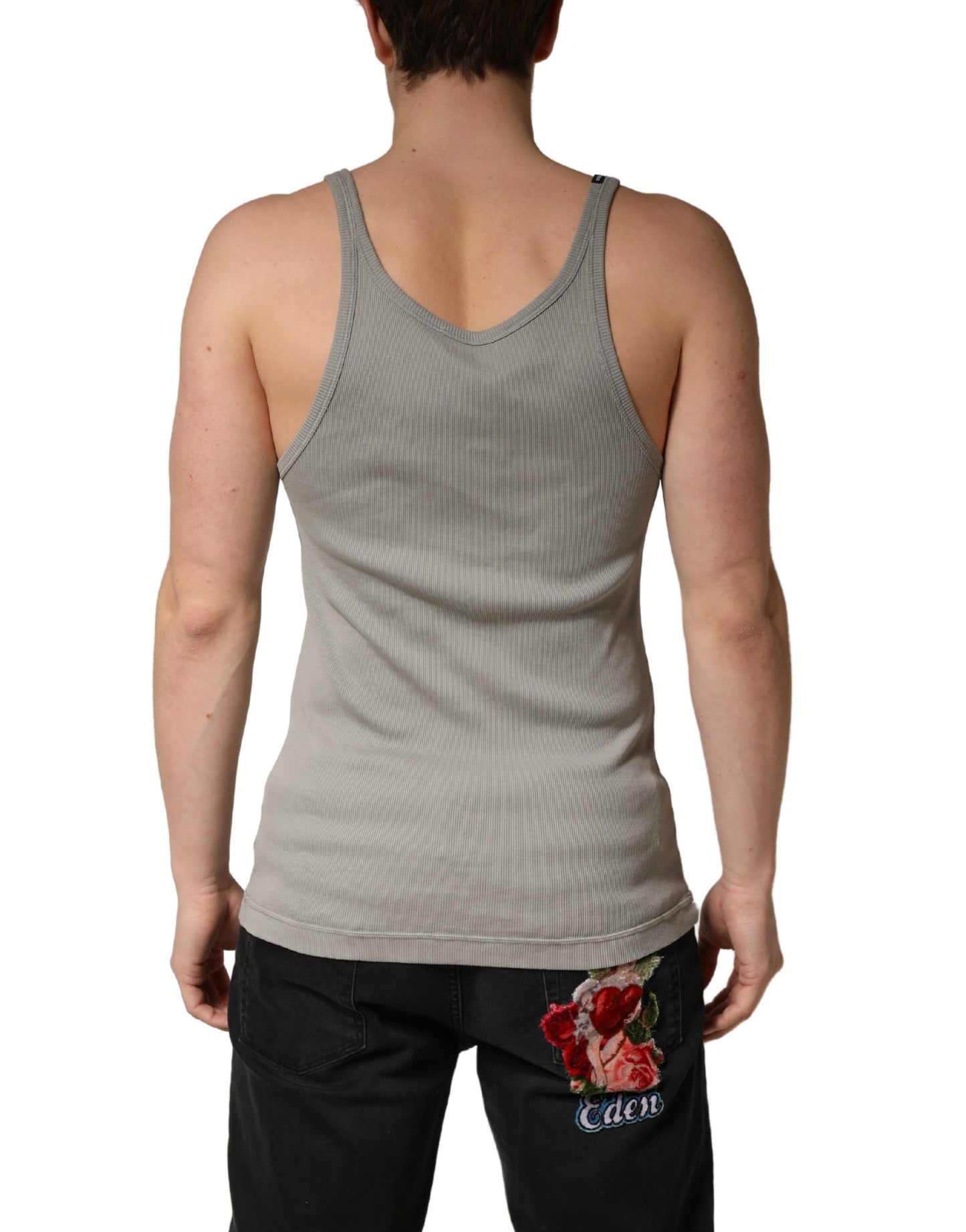 Dolce & Gabbana Gray Sleeveless Round Neck Tank Top T-shirt