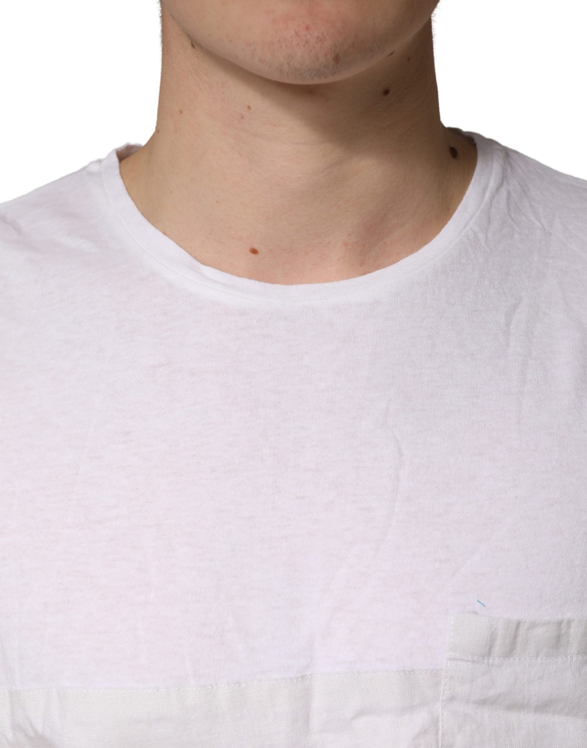 Bottega Veneta White 100% Cotton Plain Round Neck Men Shirt T-shirt