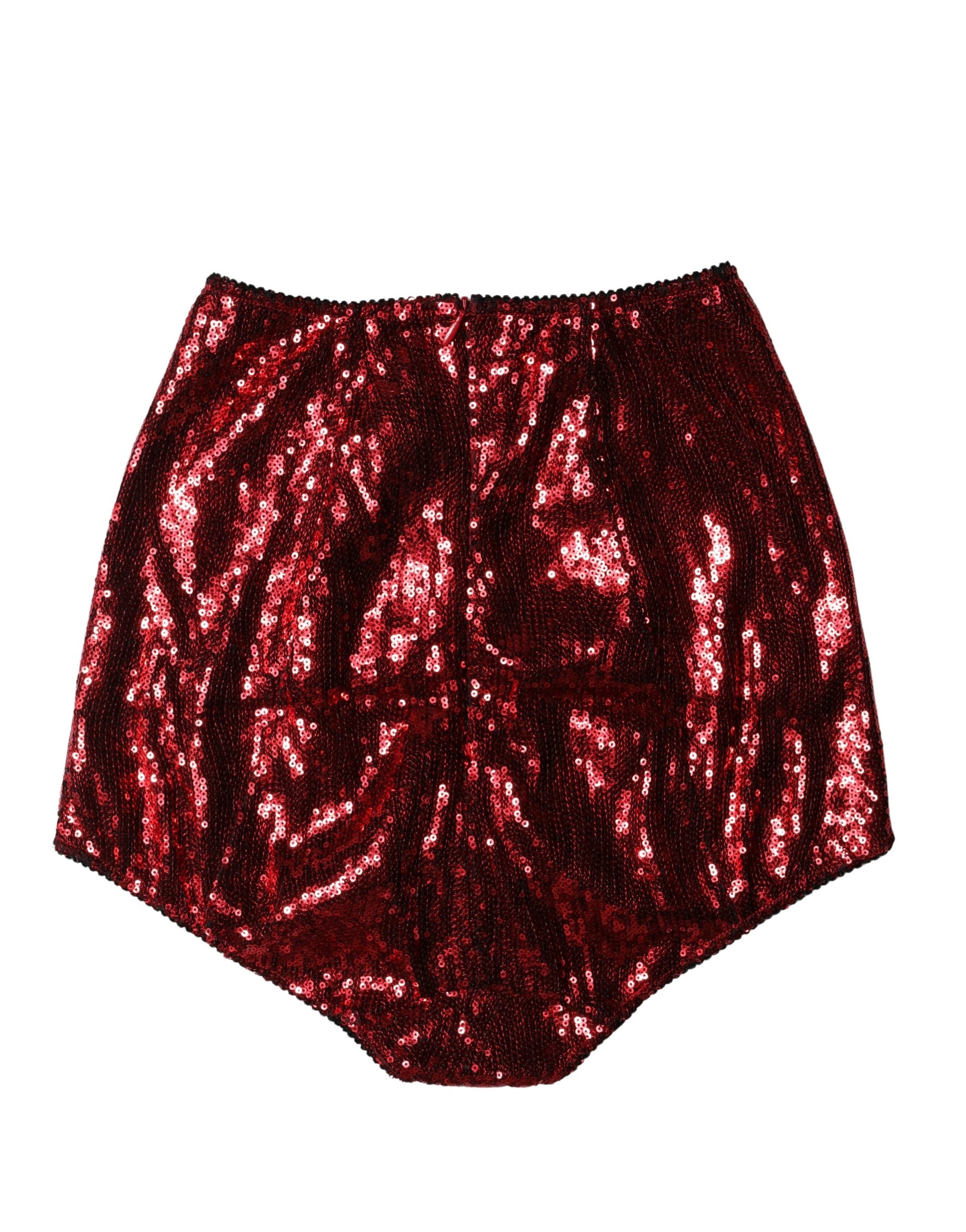 Dolce & Gabbana Red Sequin Embellished High Waist Girdle Underwear