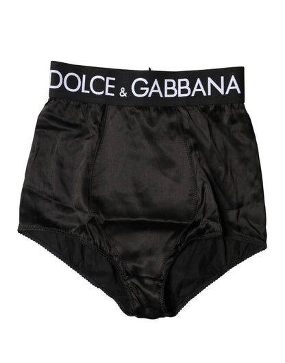 Dolce & Gabbana Black Logo Girdle High Waist Panty  Underwear