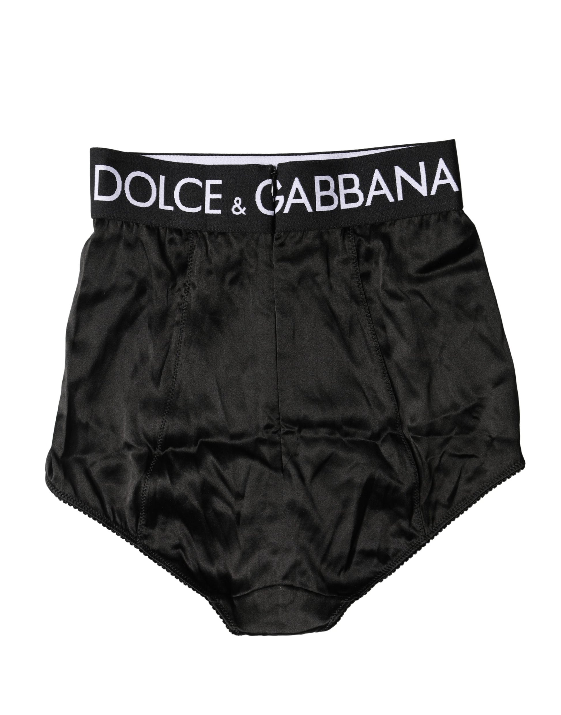 Dolce & Gabbana Black Logo Girdle High Waist Panty  Underwear