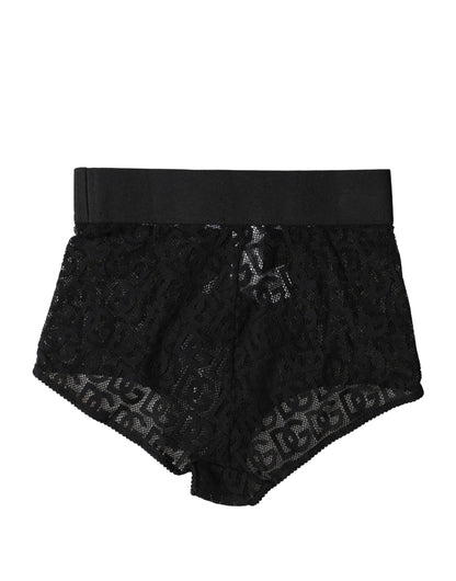 Dolce & Gabbana Black Logo Girdle High Waist Panty Underwear