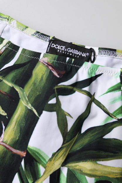 Dolce & Gabbana Green Leaf Print High-Waisted Girdle Underwear