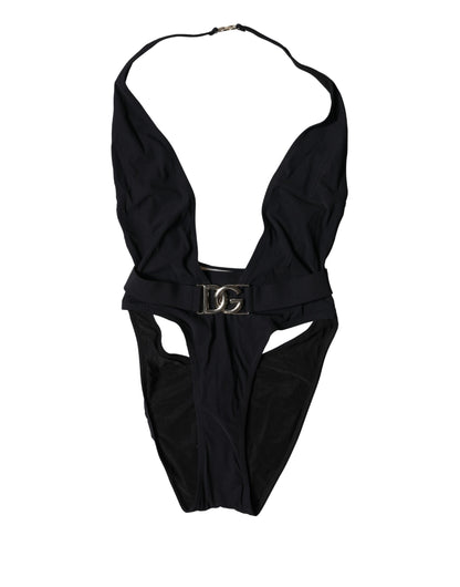 Dolce & Gabbana Black DG Nylon One-Piece Swimsuit Swimwear