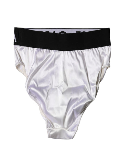 Dolce & Gabbana White Logo Brief High Waist Panty Underwear