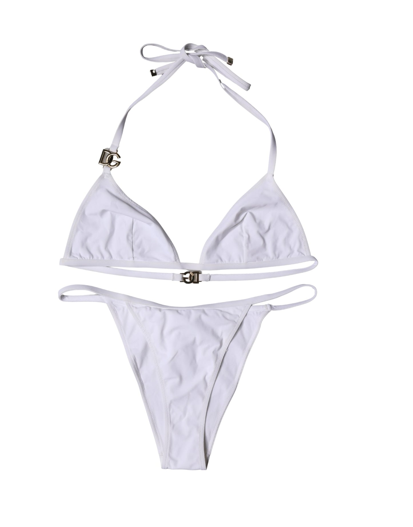 Dolce & Gabbana White Logo Swimsuit 2 Piece Top Bottom Swimwear