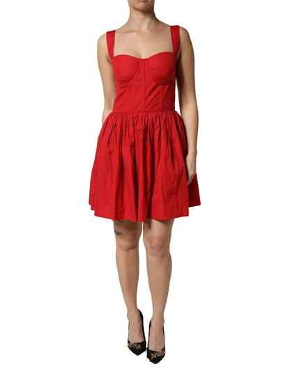 Dolce & Gabbana Red Cotton A-Line Sleeveless Mini Dress