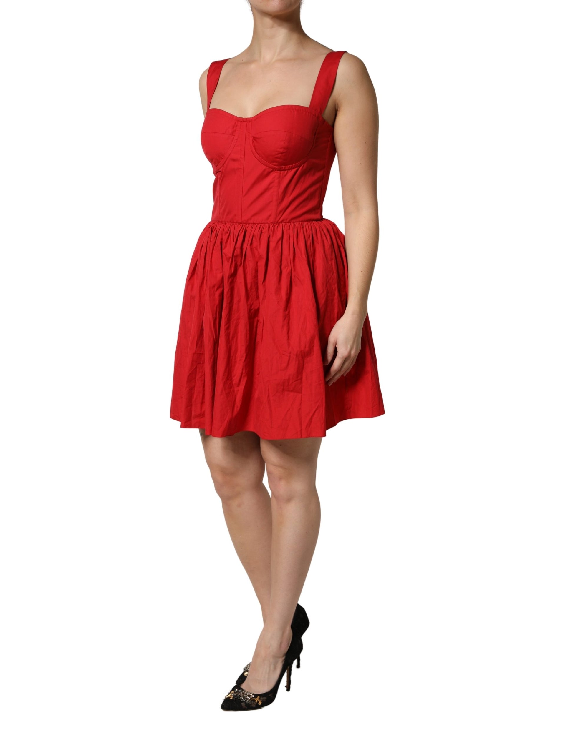 Dolce & Gabbana Red Cotton A-Line Sleeveless Mini Dress