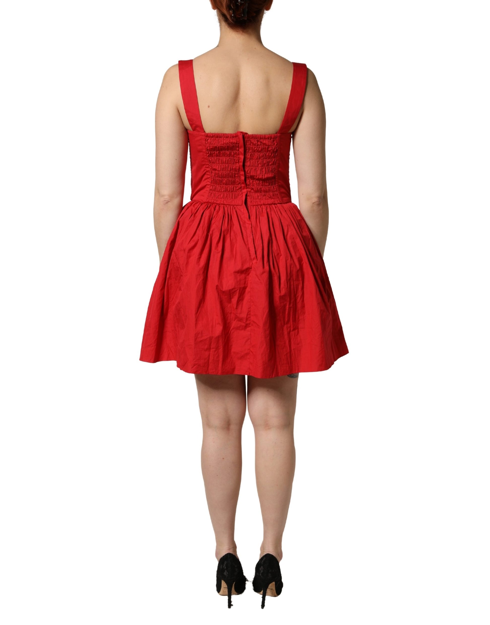 Dolce & Gabbana Red Cotton A-Line Sleeveless Mini Dress