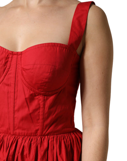 Dolce & Gabbana Red Cotton A-Line Sleeveless Mini Dress