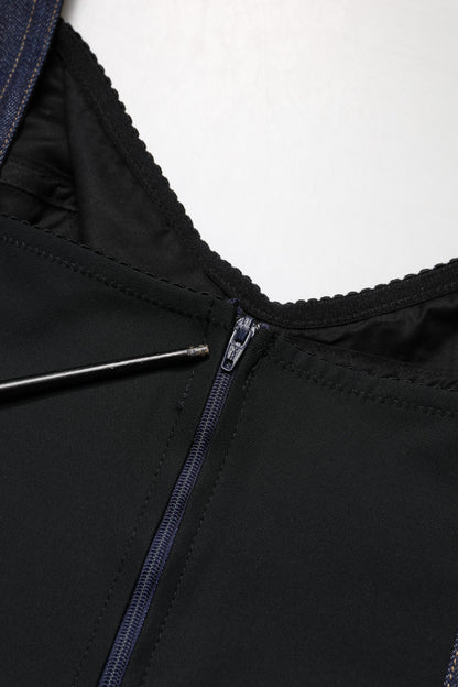 Dolce & Gabbana Dark Blue Cotton Denim Sheath Midi Dress