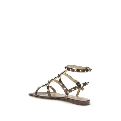 Valentino Garavani Brown Calf Leather Bos Taurus Strap-On Sandals