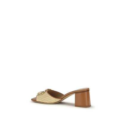Valentino Garavani Beige Calf Leather Bos Taurus Platform Sandals
