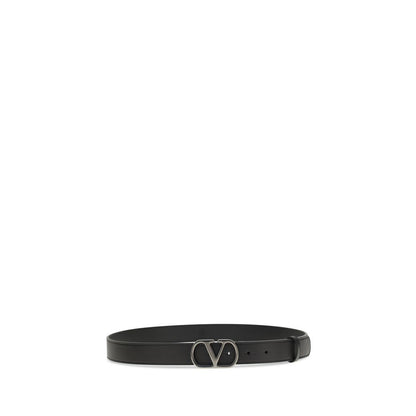 Valentino Garavani Black Calf Leather Bos Taurus Regular Belt