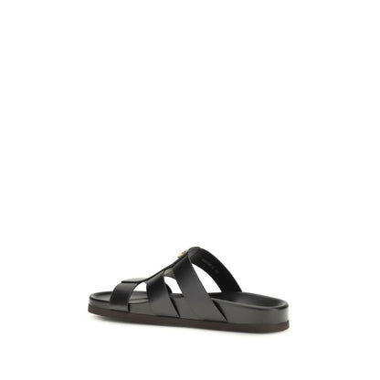 Valentino Garavani Black Calf Leather Bos Taurus Sandals