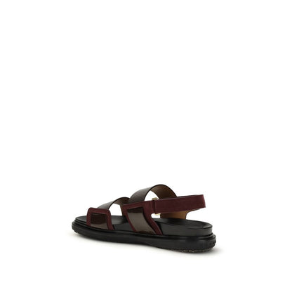Marni Black Calf Leather Bos Taurus Strap-On Sandals