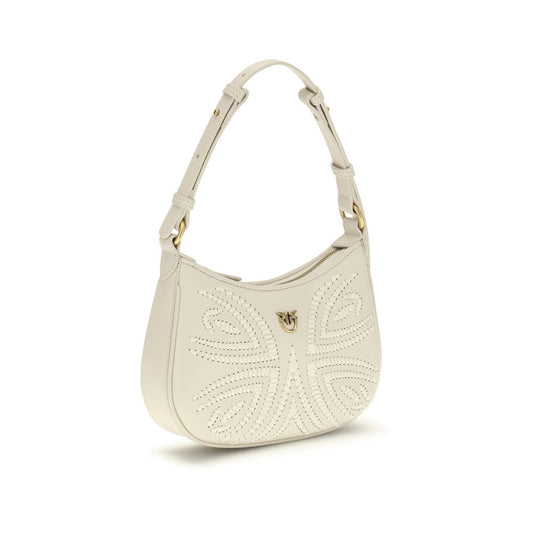PINKO White Calf Leather Bos Taurus Shoulder Bag