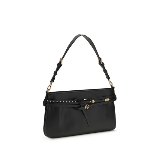 PINKO Black Calf Leather Bos Taurus Shoulder Bag