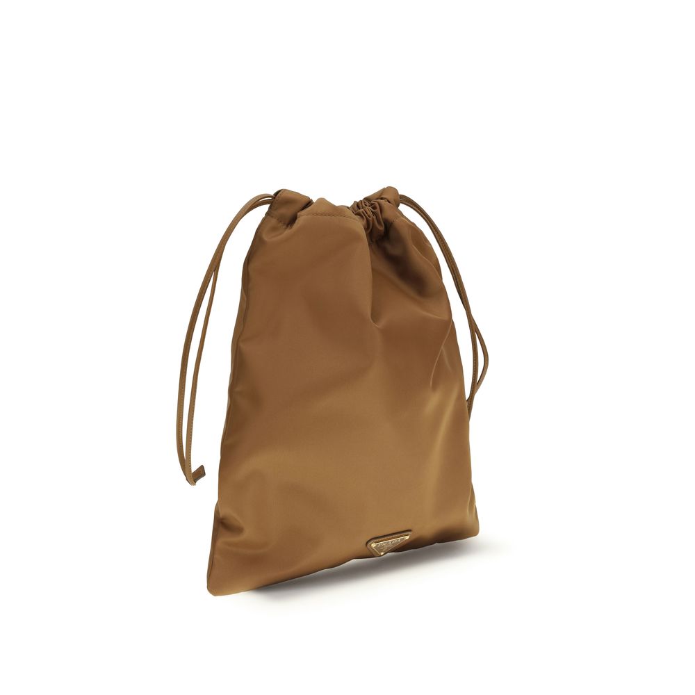 Prada Brown Recycled Polyamide Clutch Bag