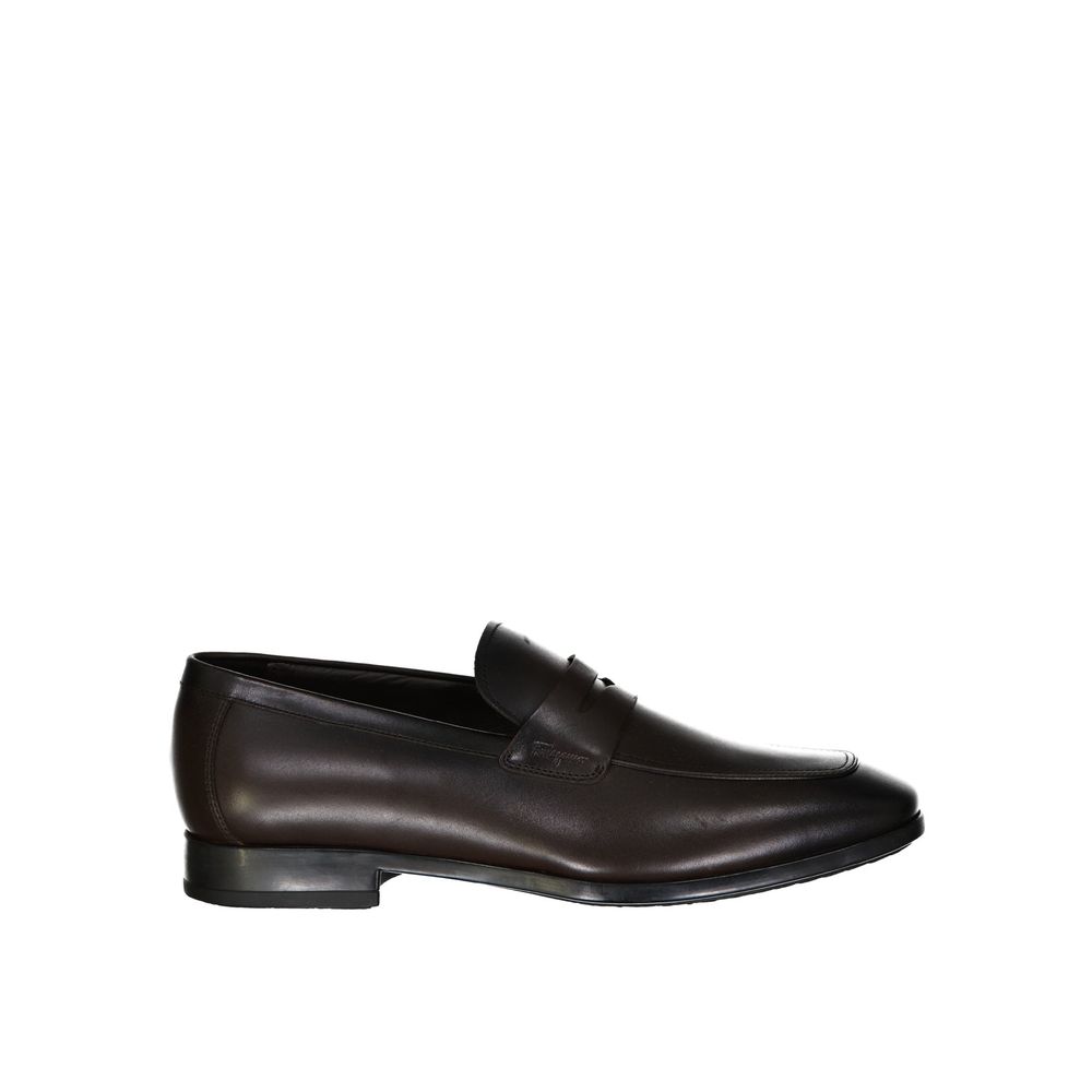 Salvatore Ferragamo Brown Leather Slip-On Loafers