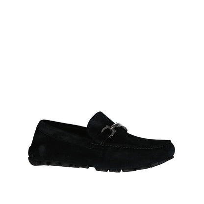 Salvatore Ferragamo Black Leather Slip-On Loafers