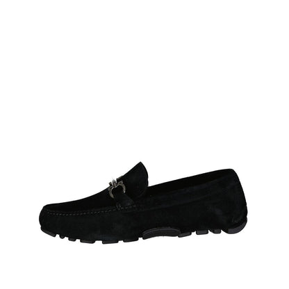 Salvatore Ferragamo Black Leather Slip-On Loafers