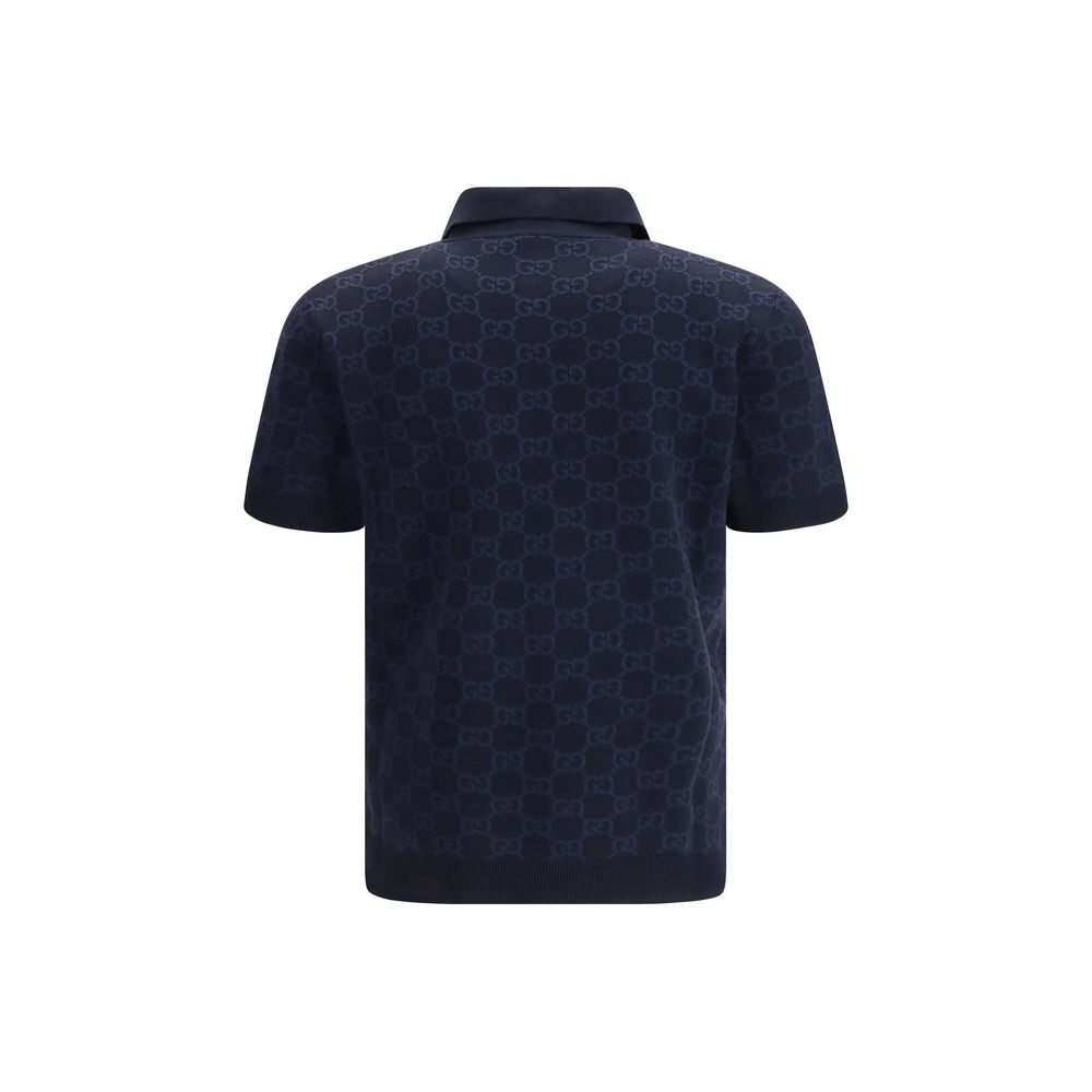 Gucci Blue Silk Polo Shirt