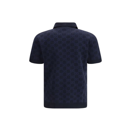 Gucci Blue Silk Polo Shirt