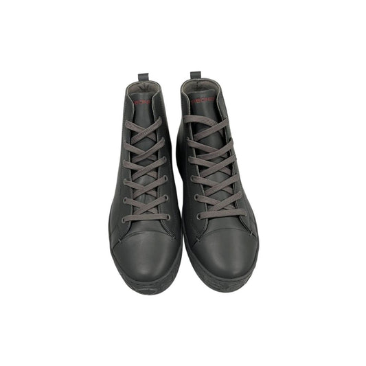 Borbonese Grey Genuine Leather Men Sneaker