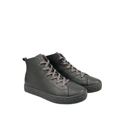 Borbonese Grey Genuine Leather Men Sneaker