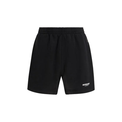Represent Black Cotton Bermuda Shorts