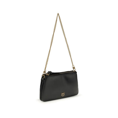 PINKO Black Calf Leather Bos Taurus Shoulder Bag