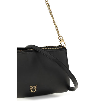 PINKO Black Calf Leather Bos Taurus Shoulder Bag